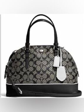 Coach authentic Peyton perforated monogram domed black grey tote bag